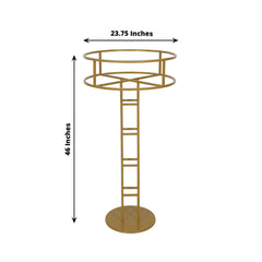 Metal Wedding Centerpiece Open Frame Design Gold - Grand Halo Top Floral Riser Pedestal 46"