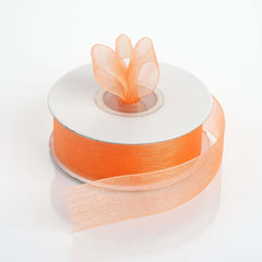 25 Yard 7 8" DIY Orange Organza Ribbon With Mono Edge - Clearance SALE