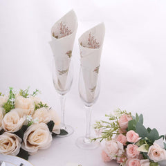 50-Pack Paper Beverage Napkins with Pink Floral Design Ivory - 2 Ply Soft 18GSM Rose Garden Wedding Napkins 6.5"x6.5"