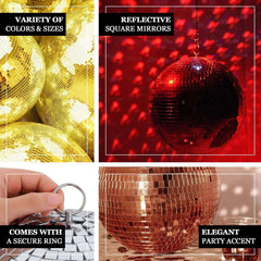 4 Pack 4" Silver Foam Disco Mirror Ball With Hanging Strings, Holiday Christmas Ornaments