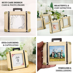 4-Pack Picture Frames Resin Mini Suitcase Design - Vintage Travel Wedding Place Card Holders & Party Favors 3"