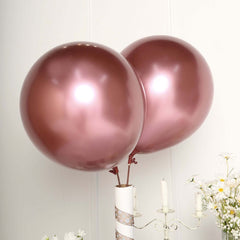 5 Pack 18" Metallic Chrome Pink Latex Helium or Air Party Balloons