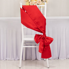 5 Pack Lamour Satin 6"x106" Chair Sashes Red - Stylish Reusable Decorative Bows
