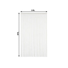 3ftx8ft White Silver Silk Tassel String Curtains, Decorative Room Divider Panels