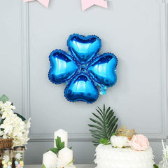 10 Pack 15" Royal Blue Four Leaf Clover Shaped Mylar Foil Balloons