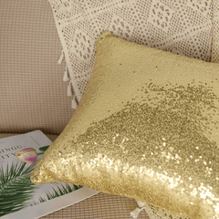 2 Pack 18"x18" Sequin Throw Pillow Cover, Decorative Cushion Case - Square Champagne Sequin