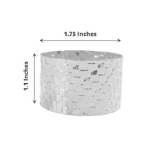 4 Pack Shiny Silver Metal Basket Weave Napkin Rings, Cloth Napkin Holders