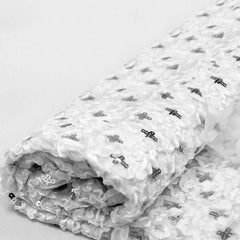 54"x4 Yards White Silver Sequin Tulle Satin Fabric Bolt, DIY Craft Fabric Roll