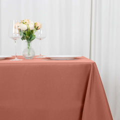 Premium Polyester 70"x70" Table Overlay Square Tablecloth Terracotta (Rust) 220GSM Wrinkle-Resistant Table Cover