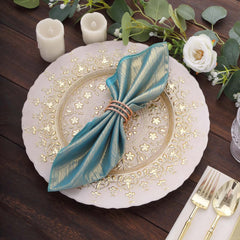 5 Pack Polyester 20"x20" Napkins Turquoise Shimmer Sequin Dots - Luminous Cloth Napkins