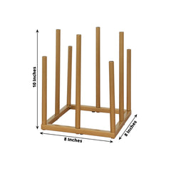 Flower Vase Gold Metal Minimalist 8-Tubes Square Base Design - Single Stem Bud Centerpiece for Arrangements 10"