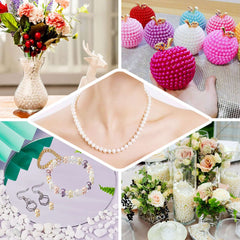 1000-Pack Faux Craft Pearl Beads Ivory - Smooth Beads with Holes for Vase Filler Jewelry Making Bridal Accessories & Event Decor 10mm