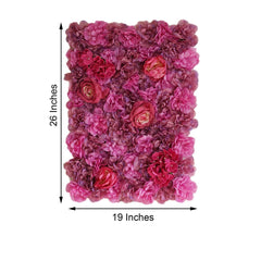 13 Sq ft. Violet Purple UV Protected Assorted Flower Wall Mat Backdrop - 4 Artificial Panels