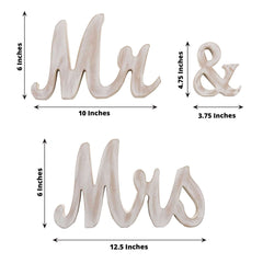 Wooden "Mr & Mrs" Freestanding Letters Whitewashed - Rustic Farmhouse Wedding Table Display Signs