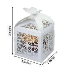 25 Pack White Butterfly Top Laser Cut Lace Favor Candy Gift Boxes