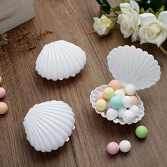 12-Pack Seashell Candy Container Gift Boxes White Beach Theme - Decorative Mini Favor Boxes for Jewelry 3.5"