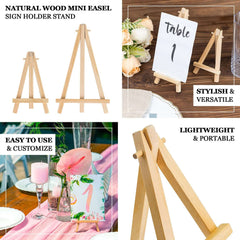 10-Pack Wooden Display Easel Stands DIY Mini Design Natural - Rustic Place Card Table Number Holders 5"