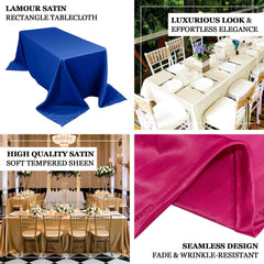 Lamour Satin 90"x132" Rectangle Tablecloth Burgundy - Soft & Silk-Like Seamless Table Cover