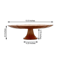 Glass Pedestal Cake Stand Scalloped Edge Design Rose Gold - Cupcake Holder and Dessert Display Plate 14"
