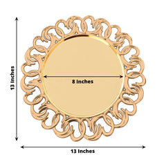 6-Pack Plastic Round Charger Plates 13" in Gold with Entwined Swirl Rim, Plastic Disposable Decorative Chargers