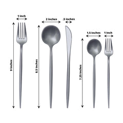 50 Pack Heavy Duty Plastic Utensil Set in Silver, Disposable Dinner and Dessert Cutlery Combo Set