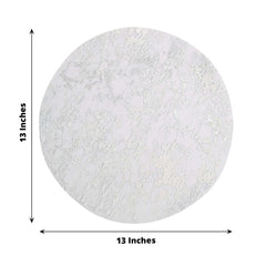 10-Pack Table Placemats Foil Design Metallic Silver Round - Mesh Disposable Shiny Dining Mats 13"