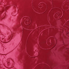 12"x108" Fuchsia Taffeta With Satin Embroidery Table Runner