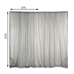 2 Pack Silver Sheer Chiffon Event Curtain Drapes, Durable Flame Resistant Premium Organza Backdrop Event Panels With Rod Pockets - 10ftx10ft