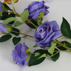 2 Bouquets 33" Tall Violet Artificial Silk Rose Flower Bush Stems