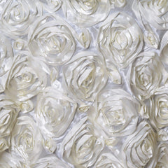 72"x72" Ivory 3D Rosette Satin Square Table Overlay