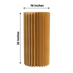 32" Gold Cylinder Display Column Stand, Pillar Pedestal Stand With Top Plate