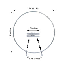 24" Silver Round Arch Wedding Centerpiece, Metal Hoop Wreath Tabletop Decor