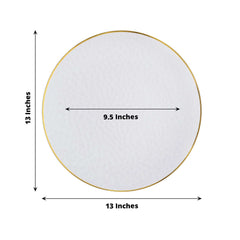 18 Pack Economy Plastic Round Charger Plates 13" in Clear Hammered Design with Gold Rim - Table Setting Plates