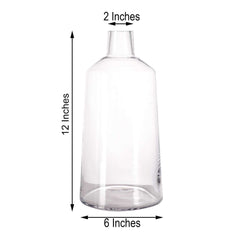 2-Pack Glass Bud Vases Tapered Neck Design Clear - Stylish Floral Table Centerpieces 12"