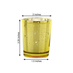 12-Pack Mercury Glass Candle Holders Gold with Speckled Design - Votive Tealight Holders 2"