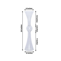 4-Pack Glass Trumpet Vases Reversible Latour Design Clear - Classy Wedding Table Flower Centerpieces 24"