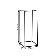 2-Pack Wedding Flower Stand Black Metal Geometric Column Frame Rectangular - Versatile Floral Pedestal for Sophisticated Arrangements 24"