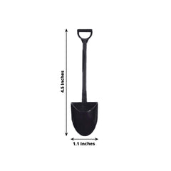 100-Pack Plastic Dessert Spoons with Mini Shovel Design Black - Disposable Ice Cream Spoons 4.5"