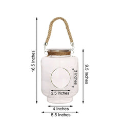 2-Pack Glass Vase Jars Clear with Twine Rope Handle - Rustic Hanging Terrariums for Events 16"