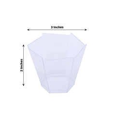 12-Pack Plastic Dessert Cups Clear Wavy Hexagon - Lightweight Disposable Cups for Treats 3oz