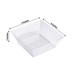 12-Pack Plastic Bowls Clear Sleek Square - Lightweight Disposable Bowls for Snacks 10oz