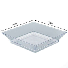 10-Pack Tapas Plates Sleek Square Design Clear - Plastic Disposable Plates for Parties 4"