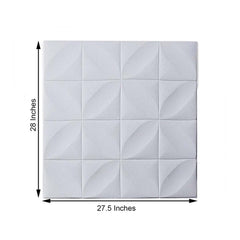 10 Pack 52 Sq ft 3D White Foam Self Adhesive Wall Panels - Diamond Design