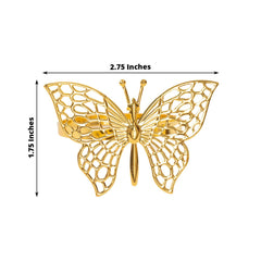 4 Pack Gold Metal Butterfly Napkin Rings, Decorative Laser Cut Cloth Napkin Holders