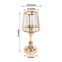2-Pack 11" Crystal Pendant Candle Holders - Classic Empire Lamp Shade Style in Gold, Votive Candle Stand For Table Centerpieces