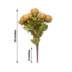 2 Pack 19" Gold Artificial Peony Flower Wedding Bouquets, Faux Silk Flower Arrangements