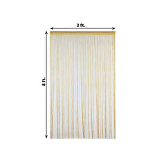 3ftx8ft Gold Silk Tassel String Curtains, Decorative Room Divider Panels