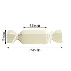 25 Pack Ivory Candy Shape W Satin Ribbon Party Favor Gift Boxes - Clearance SALE