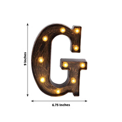 LED Marquee Letter "G" Industrial Style Antique Black - Light-Up Alphabet Sign for Weddings & Displays 9"