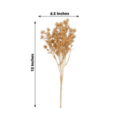 4-Pack Artificial Baby's Breath Flower Bouquet Metallic Gold - Decorative Faux Gypsophila Floral Bush Bouquet Fillers for Stunning Event Decor & Centerpieces 13"